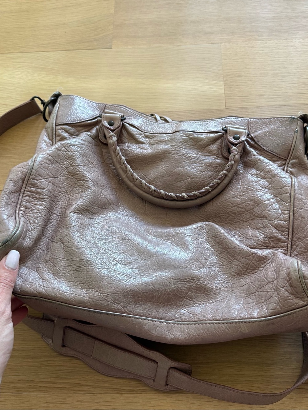 Balenciaga Dark Noix Leather Satchel with Top Handles - Picture 6 of 13